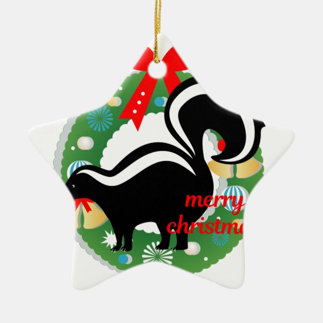 Adorno De Cerámica alegre navidad skunk (Frente)