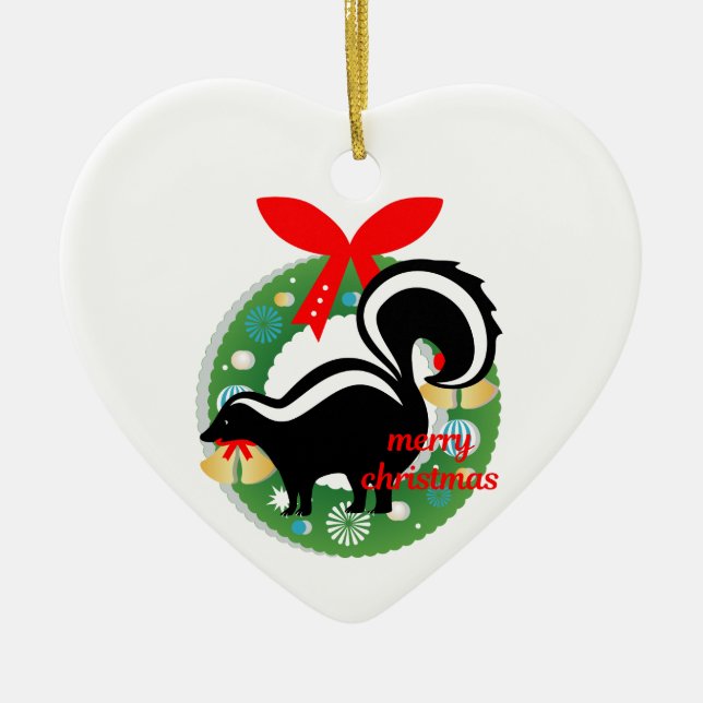 Adorno De Cerámica alegre navidad skunk (Frente)