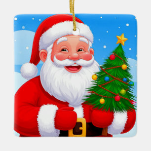 Adorno De Cerámica Alegre Papá Noel