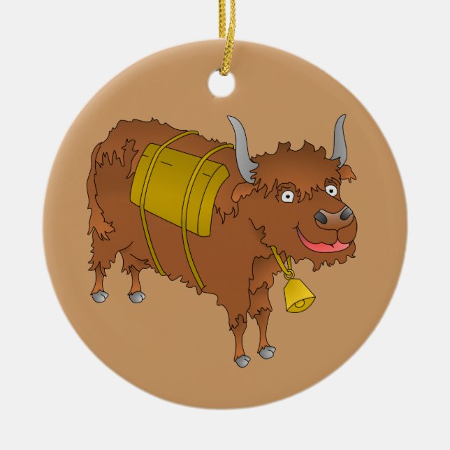 Adorno De Cerámica Alegre yak personalizado (Frente)
