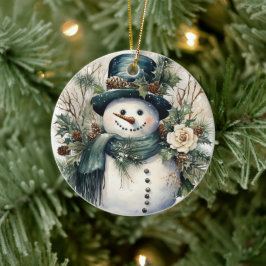Adorno De Cerámica Alegres Navidades Snowman