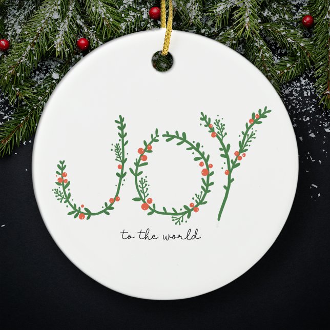 Adorno De Cerámica Alegría a los Navidades del mundo, guirnaldas verd (Subido por el creador)
