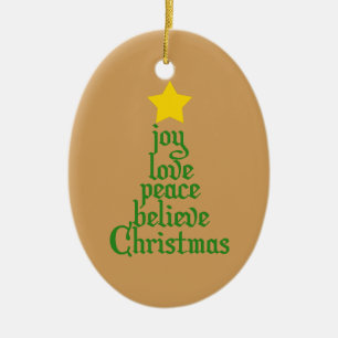Adorno De Cerámica Alegría, amor, paz, creencia, Navidades