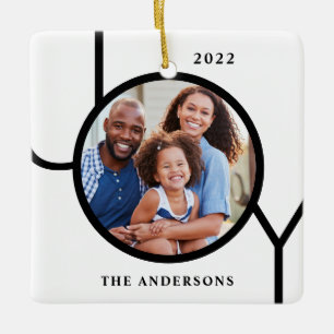 Adorno De Cerámica Alegría de Navidad con Foto Personalizada 