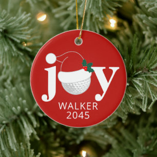 Adorno De Cerámica Alegría de Navidad de Golf Nombre Personalizado Mo