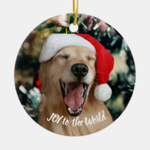 Adorno De Cerámica Alegría del perro de oro a los Navidades del mund