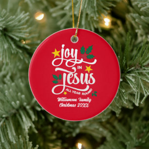 Adorno De Cerámica ALEGRÍA EN JESÚS Nombre de familia Navidad cristia