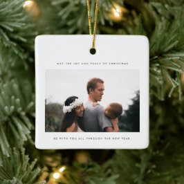 Adorno De Cerámica Alegría fotográfica minimalista y paz de Navidades