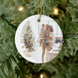 Adorno De Cerámica Alegría Y Bendiciones Navidades De Foto Personaliz
