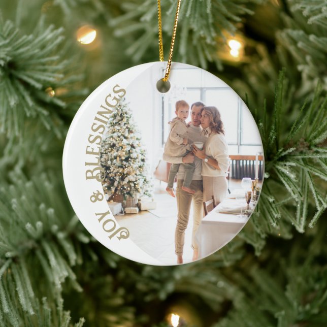 Adorno De Cerámica Alegría Y Bendiciones Navidades De Foto Personaliz (Árbol)