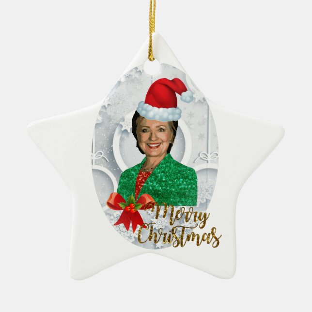 Adorno De Cerámica alegry xmas Hillary clinton (Frente)