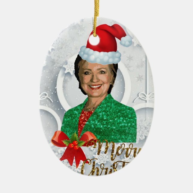 Adorno De Cerámica alegry xmas Hillary clinton (Frente)