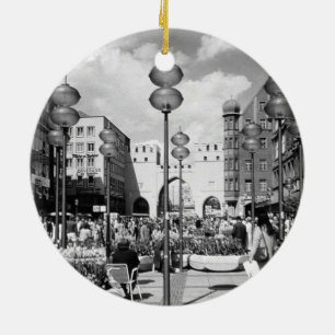 Adorno De Cerámica Alemania Vintage Múnich Puerta de la Ciudad Karist