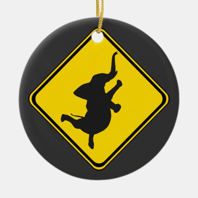 Adorno De Cerámica Alerta: ¡Bailando Elefante Xing! (Frente)