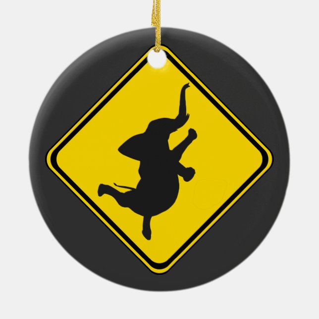 Adorno De Cerámica Alerta: ¡Bailando Elefante Xing! (Atrás)