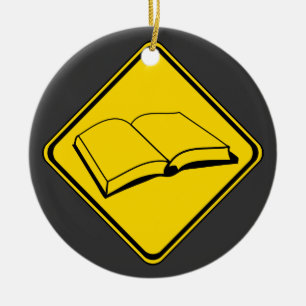 Adorno De Cerámica Alerta: ¡Libros por delante!