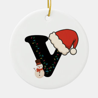Adorno De Cerámica Alfabeto de Navidad Personalizado V