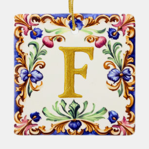 Adorno De Cerámica Alfabeto dorado – Letra F