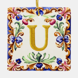 Adorno De Cerámica Alfabeto Dorado – Letra U