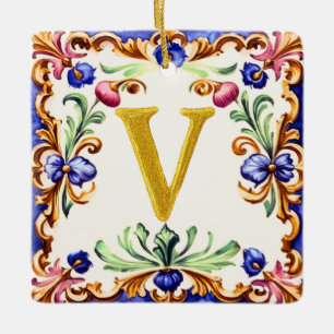 Adorno De Cerámica Alfabeto dorado – Letra V