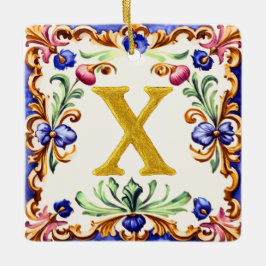 Adorno De Cerámica Alfabeto Dorado – Letra X