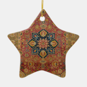 Adorno De Cerámica Alfombra de Kashan dorado rojo alfombra asiática p