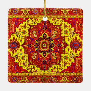 Adorno De Cerámica ALFOMBRA PERSA - Rojo y Amarillo