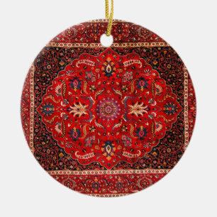 Adorno De Cerámica Alfombra roja persa de Mashhad