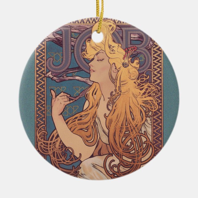 Adorno De Cerámica Alfonse Mucha Job Art Nouveau (Frente)
