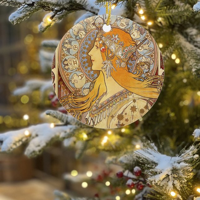 Adorno De Cerámica Alfonse Mucha Zodiac Art Nouveau Mujer (Subido por el creador)