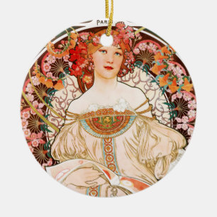 Adorno De Cerámica Alfonso Mucha F. Champenois Ornament