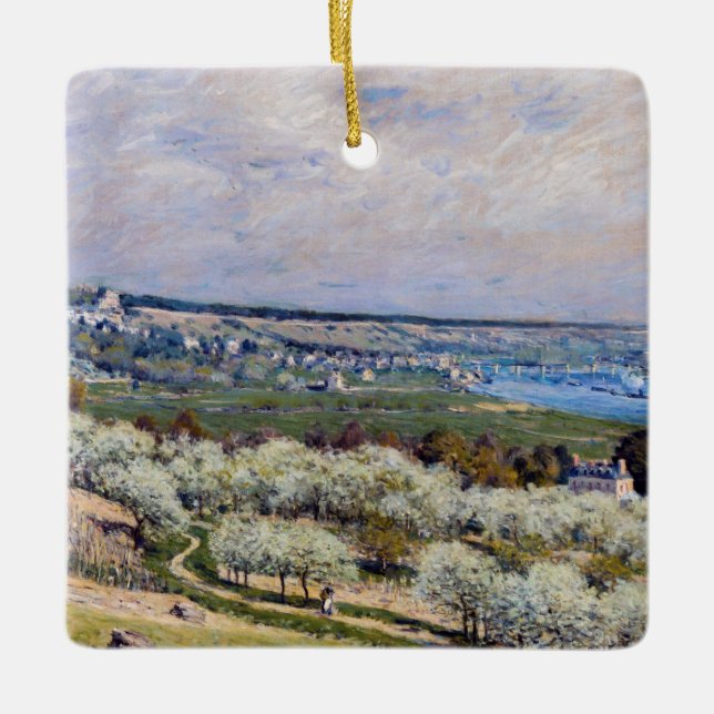 Adorno De Cerámica Alfred Sisley - Terraza en Saint-Germain, primaver (Anverso)