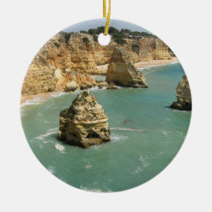 Adorno De Cerámica Algarve, Portugal, playa de Benagil y acantilados