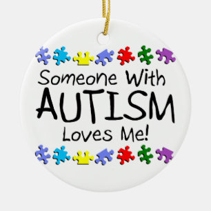 Adorno De Cerámica Alguien con autismo me ama rompecabezas del