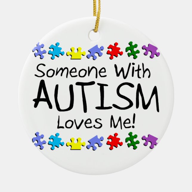 Adorno De Cerámica Alguien con autismo me ama rompecabezas del (Frente)