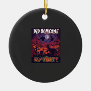 Adorno De Cerámica ¿Alguien dijo regalo Halloween Alpaca Bruja Luna