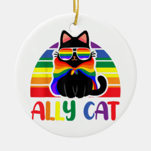 Adorno De Cerámica Aliado LGBT Gato Sé Amable Arcoíris Divertido Band