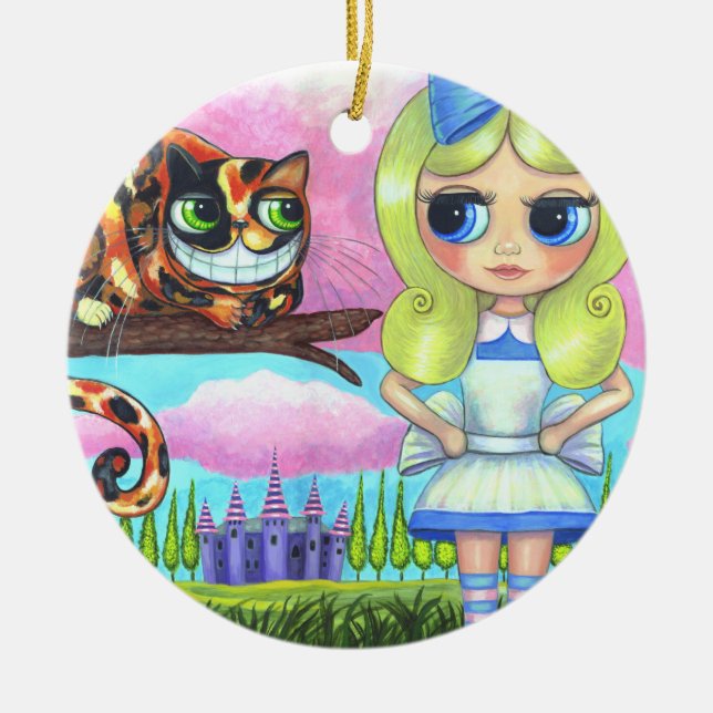 Adorno De Cerámica Alice in Wonderland Cheshire Cat Cute (Frente)
