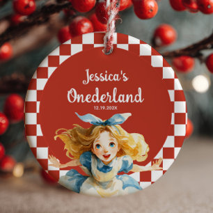 Adorno De Cerámica Alicia Roja en ONEDERLAND Primera Foto de Navidad