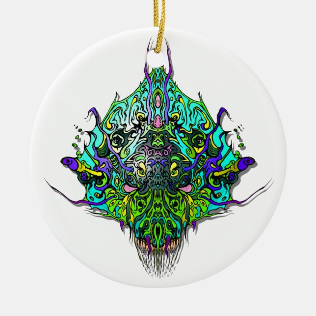 Adorno De Cerámica Alien Head - Aqua (Frente)