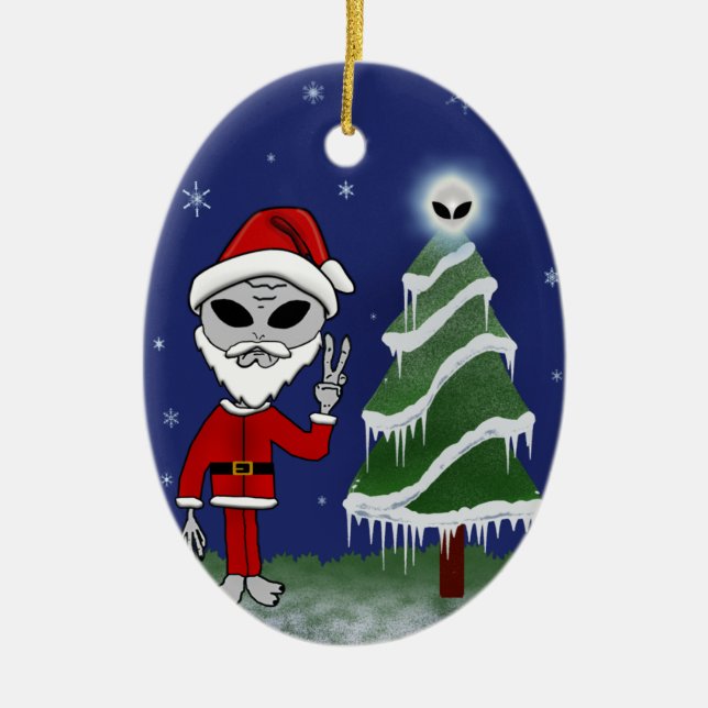 Adorno De Cerámica Alien Santa (Frente)