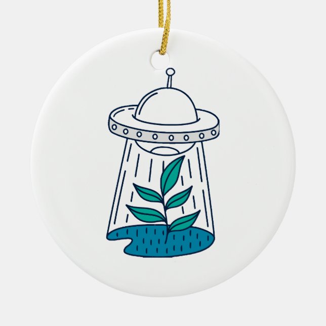 Adorno De Cerámica Aliens UFO (Frente)