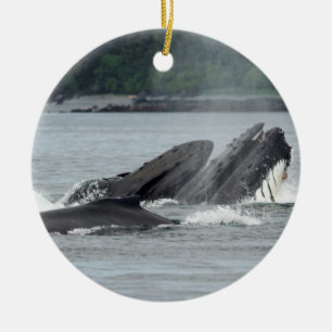 Adorno De Cerámica Alimentando ballenas jorobadas