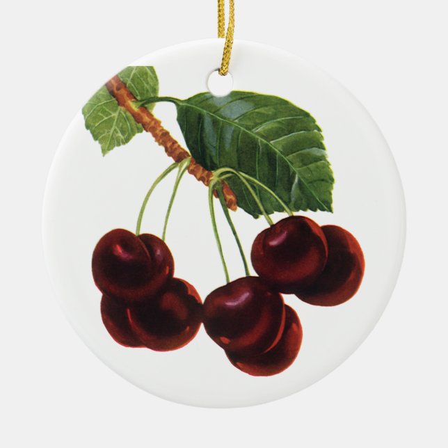 Adorno De Cerámica Alimentos de fruta añejos y cerezas maduras de un  (Frente)