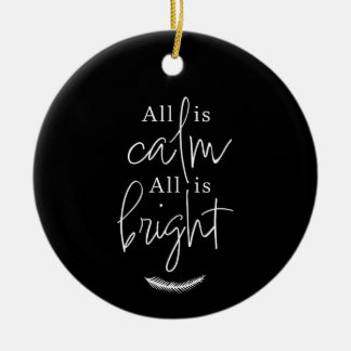 Adorno De Cerámica All Is Calm, All is Bright Modern Black Round