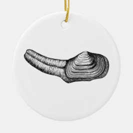 Adorno De Cerámica Almeja de Geoduck (ilustracion blanco y negro)