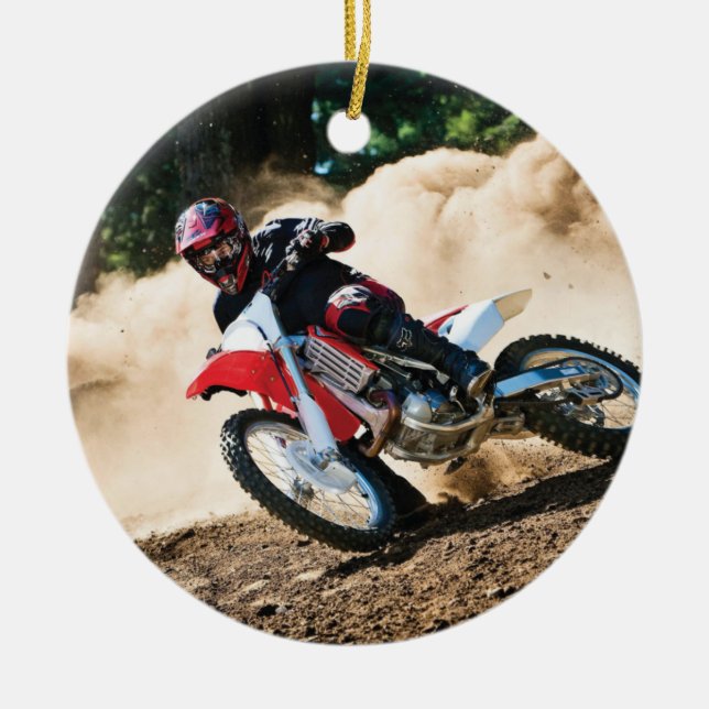 Adorno De Cerámica almohada de lanzamiento de motocross (Frente)