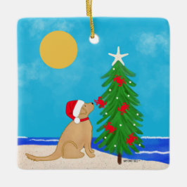 Adorno De Cerámica Almohada de perro San Bernardo Retriever Dorado Na