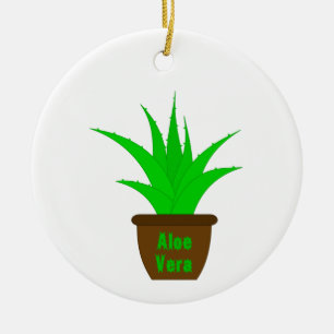 Adorno De Cerámica Aloe Vera con una etiqueta