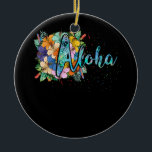Adorno De Cerámica Aloha Flowers Hawaii Beach Luau Fiesta<br><div class="desc">Aloha Flowers Hawaii Beach Luau Fiesta</div>